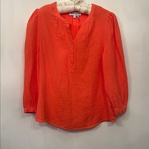 DKNY Vibrant Coral Blouse Size L